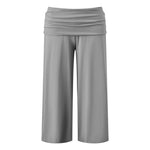 Women's Summer Capri Pants Fold Over Waistband Low Rise Wide Leg CroppedTrousers Daily Lounge Out Going Solid Color