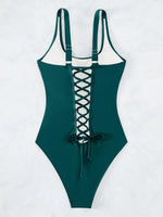 S - XXL Sexy Criss Cross Backless Women Swimwear One Piece Swimsuit Female High Leg Cut Monokini Bather Bathing Suit Swim Lady