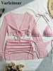 9 Colors New Long Sleeve With Skirt Bikini Female Swimsuit Women Swimwear Four-pieces Bikini set Bather Bathing Suit Swim V6358P
