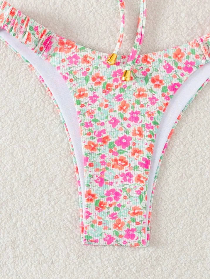 New Sexy Floral Print Push Up Bikini 2024 Women Swimwear Female Swimsuit Two Pieces Thong Bikini Set Bather Bathing Suit Beach