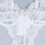 Toucheart Embroidery Floral Sexy Lingerie Panty Garters3PCS Skinny Plunge Patchwork See-through Romantic Private Interesting Set
