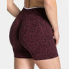 Leopard Print Color Block Yoga Shorts, High Waist Stretch Athletic Workout Shorts for Women, Casual Sports Gym Leggings