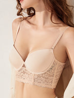 U-back backless bra sexy gathering lingerie women's lace invisible beautiful back push up bra plus size underwear