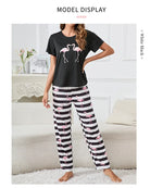 3-Piece Heart Print Pajama Women Sleepwear Home Clothes Short Sleeve Top with Shorts & Long Pants Pajamas Loungewear Short Suit