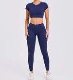 Women's Yoga Sets 2 Piece High Waist Hip Lift Leggings with Cross Back Sports Bra Seamless Workout Clothes Fitness Gym Wear Set