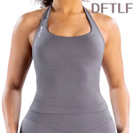 DFTLF Impact Halter Top Women Gym Clothing Backless Seamless Sports Yoga Vest Running Fitness Workout Sleeveless Tank Top
