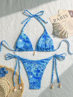Sexy Orange Leaves Print Micro Bikini 2025 Women Shell Ornament Push Up Bra Bandage Thong Swimsuit Holiday Bathing Suit Swimwear
