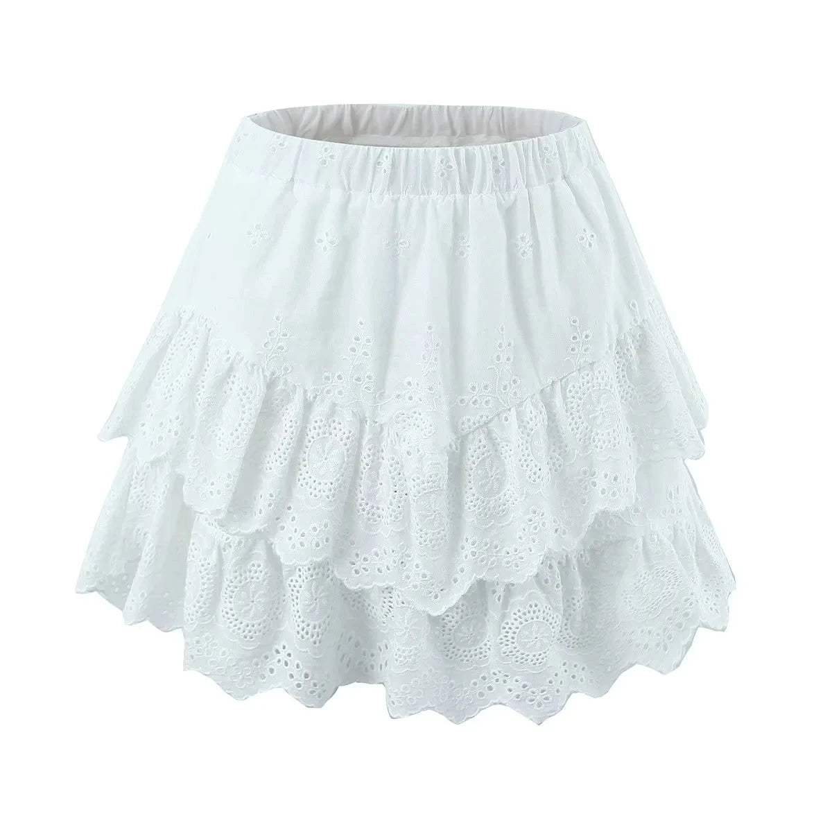 Foridol Summer Off Shoulder White Lace Skirt Set Dress Women Outfits Ruffles Tiered Mini Flower Embriodery Two Pieces Beach Suit