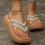 Fashion Design Wedge Heel Flip Flops Women Comfortable Clip Toe Platform Slippers Woman 2026 Printed Thick Bottom Sandals Female