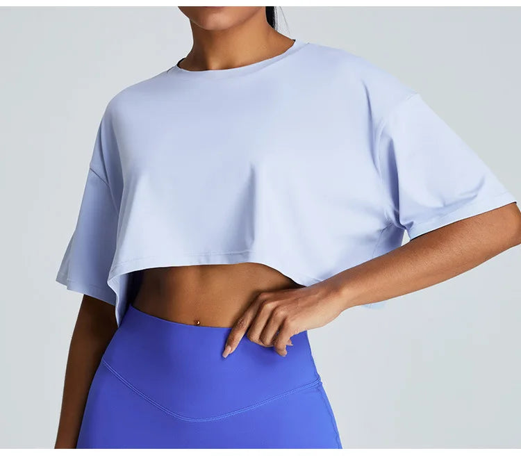 Yoga Sport Shirt Quick Drying Breathable Quick Drying Short Sleeve Loose Top Fitness Fitting Running Summer Gym Sports T-Shirt