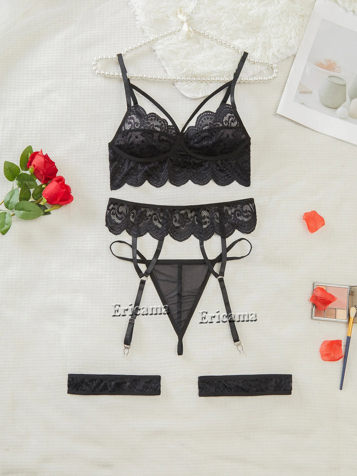 Sexy Lingerie Woman Lace Transparent Underwear Fairy Brief Sets Delicate Bra Kit Push Up Breves Sets Thin Erotic Bras