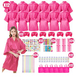 6-15Pcs Spa Party Robes for Girls Supplies Favors Kids Gowns Robe Soft Spa Headband Sleepover Birthday Party