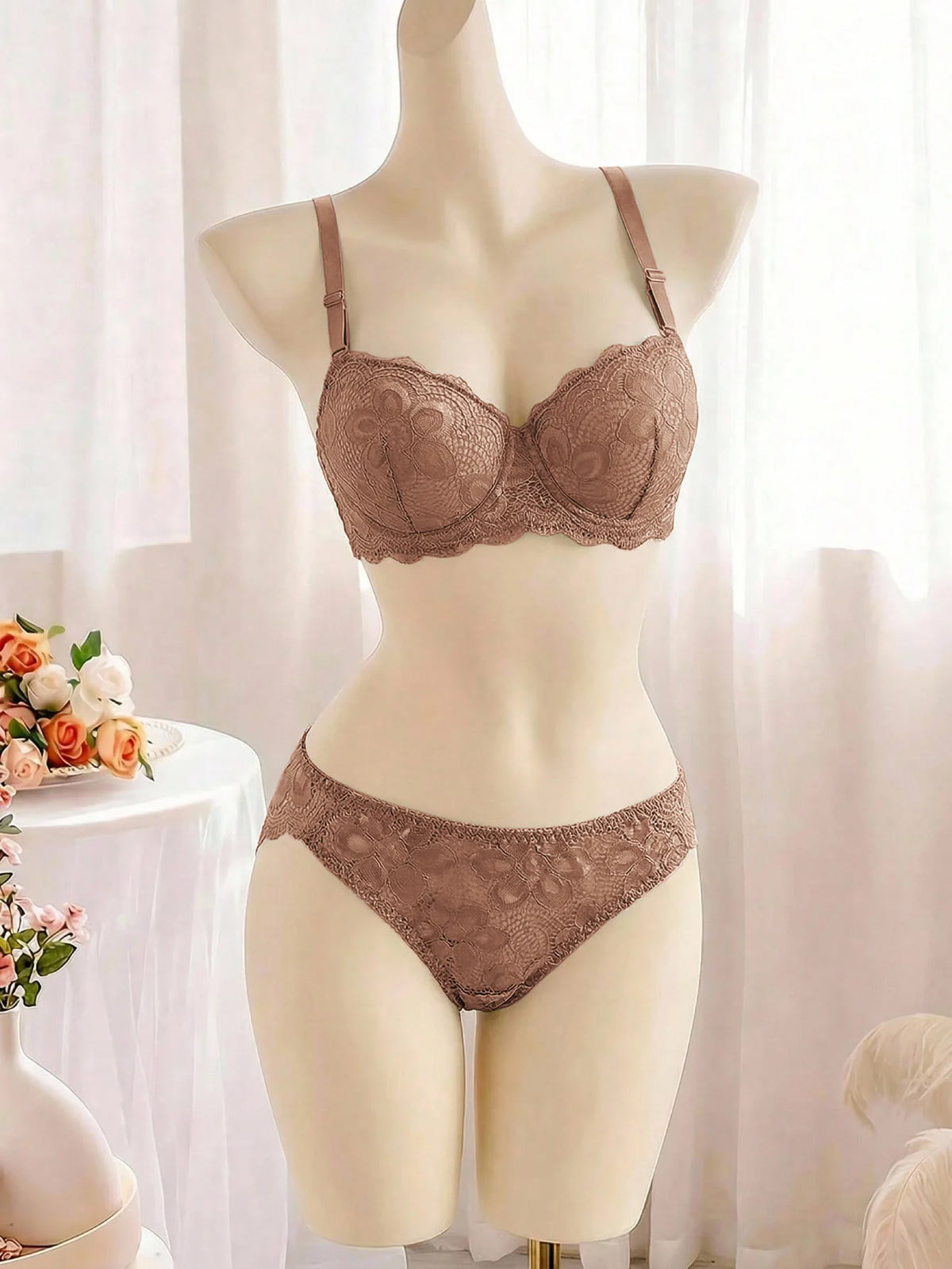 Multicolor Lace Set Transparent Floral Two Pieces Clothing Underwire Push Up Lingeries For Woman Set A2123