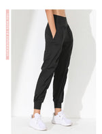 Hearuisavy Yoga Pants Loose Slim Quick-Dry Yoga Pants Pleated Hem Bound Running Fitness Capris Pockets Jogging Pants Woman