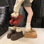 2026 New Winter Chunky Platform Women Fur Snow Boots Keep Warm Thick Sole Warm Cotton Short Booties Shoes Zapatos Mujer