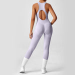 Open Back Racerback Yoga Jumpsuit Women Seamless Butt Lifting High Elastic Gym Workout One Piece Bodysuit