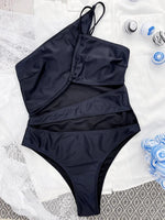 Sexy One Shoulder Tummy Cut Out Monokini One Piece Swimsuit Women Swimwear Female Bather Asymmetric Bathing Suit Swim Beachwear
