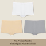 3Pcs Women's Seamless Panties Sports Boxer Underwear Female Solid Color Comfortable Briefs Cozy Lingerie Intimate Underpant S-XL