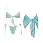 Shiny Diamond Bikini Set Sexy Women Swimsuit Push Up Swimwear Female Bandeau Biquini Halter Bathing Suit Blue Bodysuit Beachwear