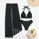 3 Pieces Floral Printed Push Up Bikinis 2026 Women Halter Swimwear Female Sexy Swimsuit & Beach Dress Bathing Swimming Swim Suit