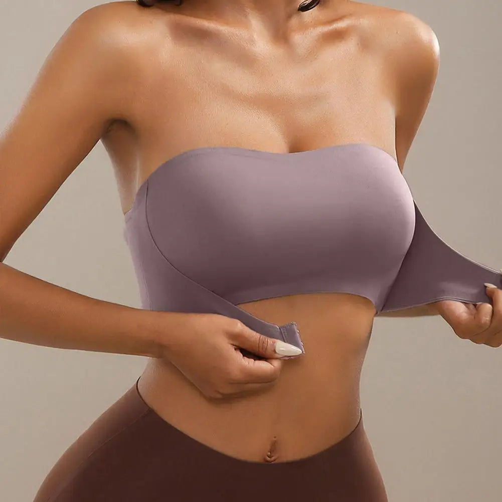 Comfort Tube Top Strapless Bra for Women Push Up Non-Slip Bandeau No Underwire Front Closure Bralette