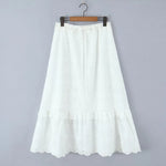 White Cotton Summer Skirt Women Embroidery A-line Long Skirt Spring Lace Up Beach Bobho Skirt Bottoms High Quality Faldas Mujer