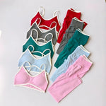 2PCS High Waisted Sports Bra Set with Contrasting Small Suspender Tight Fitting Hip Lifting Training Bra And Pants