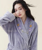 Ladies Elegant Premium Embroidered Coral Fleece Bathrobe Thick Extra Long Warm Winter Bridal Home Dressing Gown Sleepwear