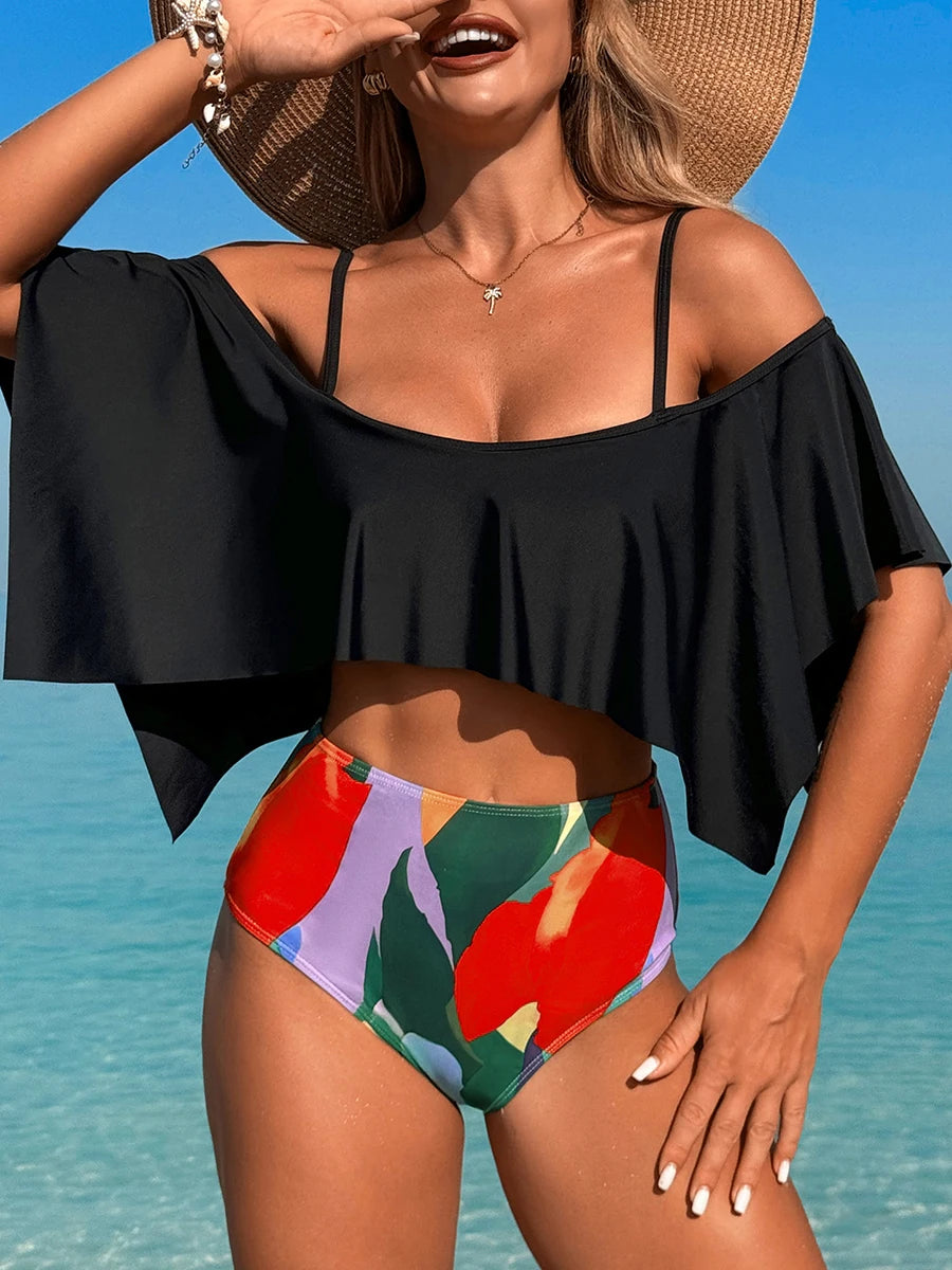 Strappy Bikinis 2026 Ruffle Swimsuit Women Sexy High Waist Swimwear Female Bathers Swimming Bathing Swimming Swim Suit Beachwear