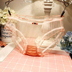 Lolita Mesh Panties Sexy Lace Briefs for Women Transparent Underwear Summer Bow Briefs Girl Low Waist Underpants Ruffle Lingerie