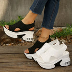Air Mesh MicrofiberWedge Pumps Platform New Fashion Summer PeepWomen SandalWhite Black
