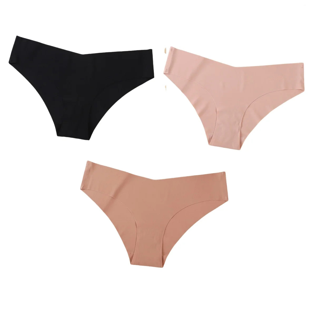 3Pcs/Set Women Seamless Low Rise Bikini Panties Ice Silk Fabric Briefs No Show Underpants Invisible Panties Sexy Lingerie XS-XL