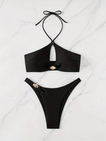 ZTVitality Sexy Solid 2 Piece Bikini Set 2025 New Bqiuini Padded Bra Halter Swimsuit Women's Swimwear Summer Beachwear Brazilian