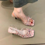 Summer Butterfly-knot Floral Women Sandals FashionLadies Outdoor Square Toe Dress Sandalias