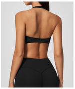 Halter V Neck Yoga Bra Sexy Backless Shockproof Gym Sports Tank Top Quick Dry Workout Fitness Outdoor Gym Running Bra