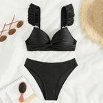 Bra Cup Bikinis 2025 Swimsuit Women Wrinkled Swimwear Two Pieces Bikini Set Push Up Female Beach Wear Pool Bather Swimming Suit