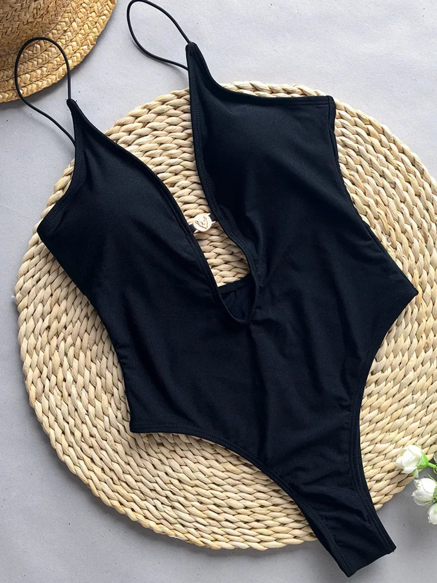 Tie Dye Deep V Neck Hollow Out One Piece Swimsuit Women Swimwear Female Backless Monokini High Cut Bather Bathing Suit Swim Lady