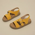 Women Sandals Summer New Solid Color Open Toe Flat Casual Slippers Buckle Fashion Outdoors Beach Sandals Sandalias De Mujer