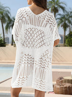 Mesh Crochet Long Beach Shirt Women Solid Cover Up Ladies Long Sleeve Hollow Out 2026 Sexy Beachwear Bathers Swim Bathing Suit