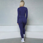 Women Bum Women Long Sleeve Zipper Jumpsuit One-Piece Zipper Yoga Set Gym Push Up Workout Clothes Fitness Bodysuit Sportswear