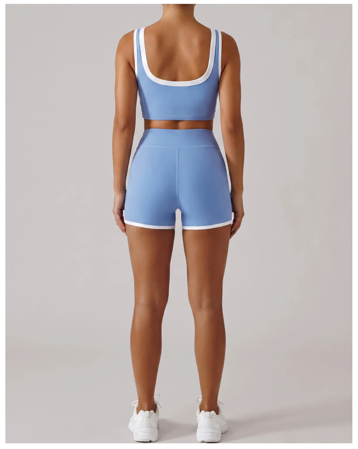 Summer Color Contrast Yoga Suit Women Shock-absorbing Sports Bra High Waist Hip Lifting Shorts Training Running Fitness Outfits