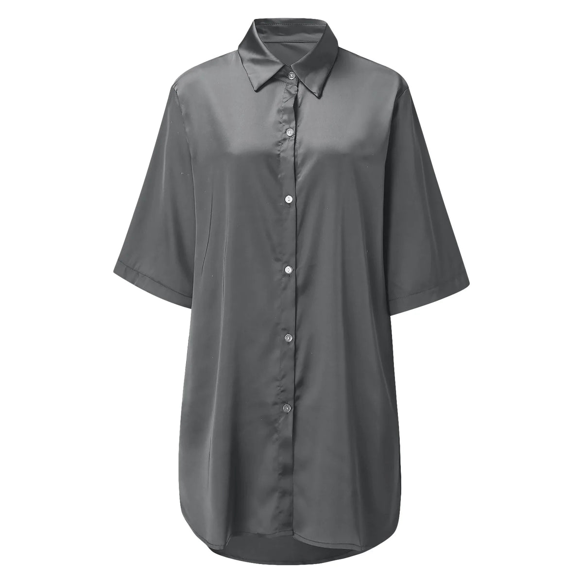 New Women's Solid Color Silky Comfortable Soft Pajamas Sexy Short Sleeve Nightshirt Smooth & Skin-Friendly Home Sleepwear Lounge