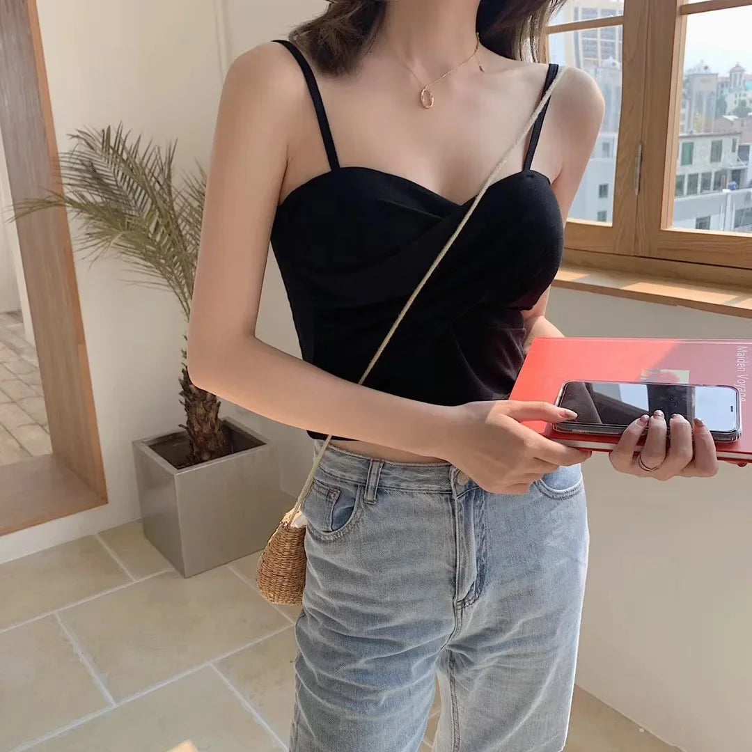 Women Tank Crop Top Sexy Bra Tops Seamless Underwear Female Crop Top Wireless Lingerie Padded Camisole Intimate
