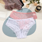 1PCS Bikini Lace Briefs Panties Women's Transparent Lingerie Sexy Female Underpants Floral Lace Perspective Waist Band Briefs
