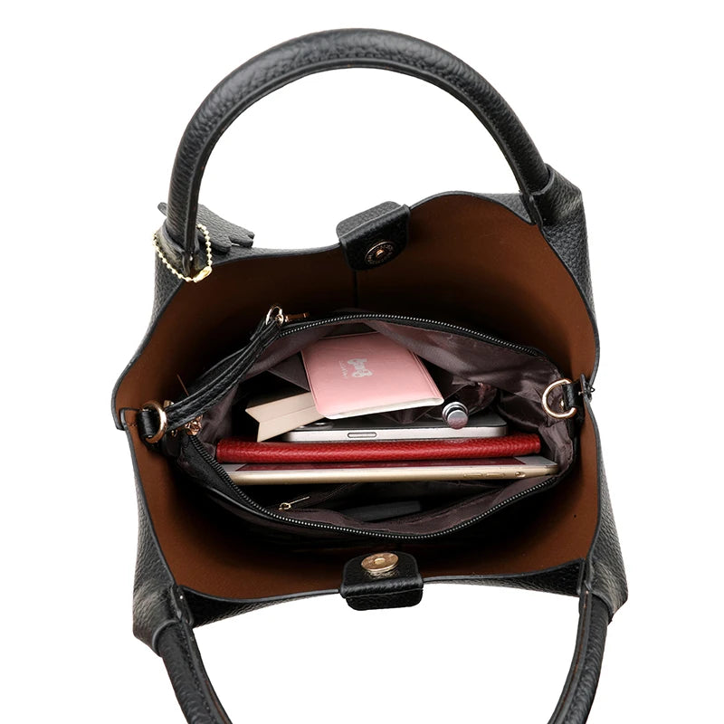 New Trendy Casual Soft PU Women's Handbags Solid Color Large Capacity Female Shoulder Bags Retro Tote Bags For Commute Shopping
