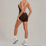 Women's Seamless Yoga Jumpsuits Fitness Sports Gym Hip-lifting Sleeveless One-piece Backless Workout Training Shorts Jumpsuit
