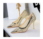 BIGTREE 2026 Fashion Metal Decoration Mesh Hollow Pointed Toe Woman Pumps Thin Heels Party Ladies Shoes Zapatillas De Mujer