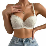 Women Push Up Bra Lace 3/4 Cup Bra Sexy Delicate Floral Lace Underwear For Date Night Sexy Lingerie For Wedding Bridal B6127