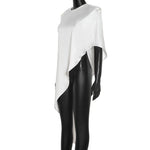 Trendix White Asymmetrical Cover Up For Women Fashion Ruffle Hem Loose Short Sleeve Shirts Casual Elegant Commuting Pullover Top