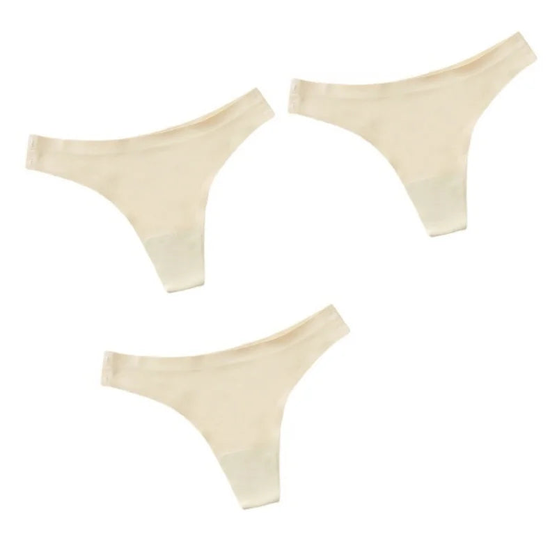 3Pcs/Set Women Panties Ultra-thin Thongs Female Underpants Seamless Underwear Sports Soft Solid Color Low Rise G-string